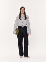 Black & White Seersucker Oversized Cropped Shirt